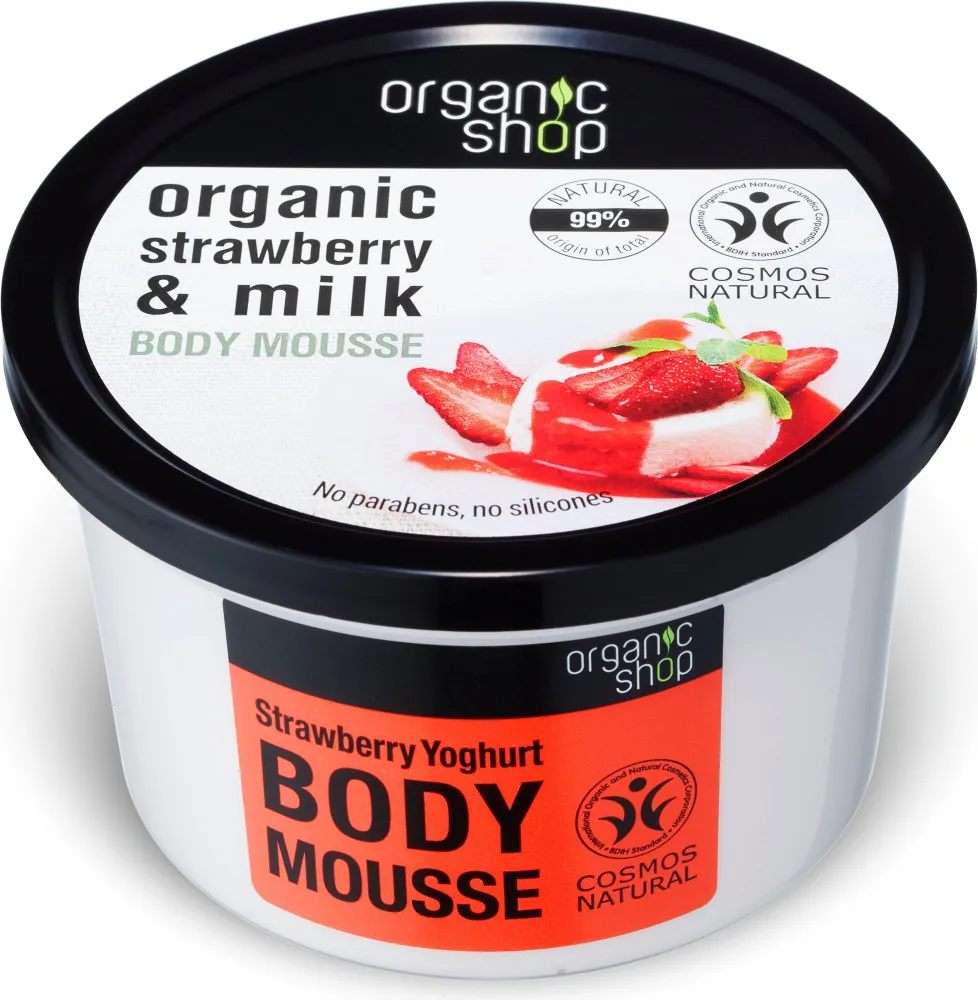 Organic Shop - mousse per il corpo con yogurt alla fragola - Body Mousse Strawberry Yoghurt,(250 m