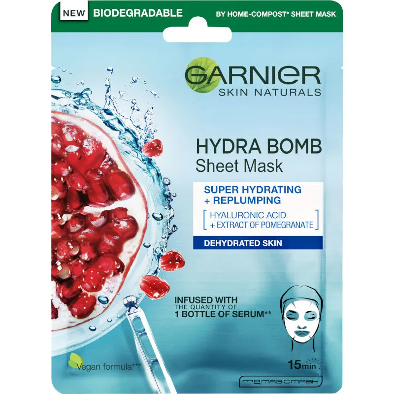 Garnier Skin Naturals - maschera per il viso - Tissue Mask Moisture + Aqua Bomb Face Mask