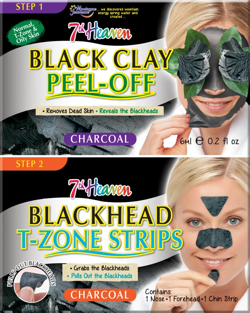 Montagne Jeunesse - Strisce peel-off all'argilla nera/zona T per punti neri - Black Clay Peel-Off / Blackhead T-Zone Strips