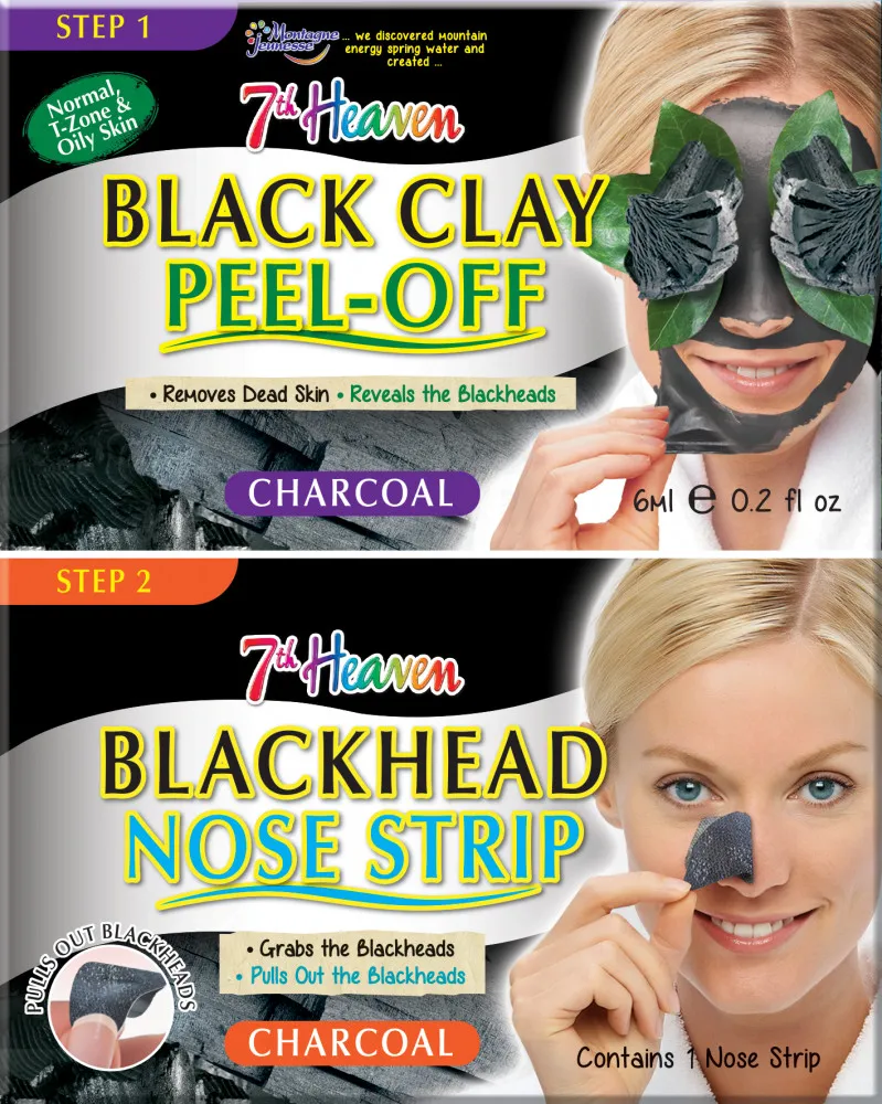 Montagne Jeunesse- Peel-Off all'argilla nera/Strip per naso punti neri-  Black Clay Peel-Off / Blackhead Nose Strip