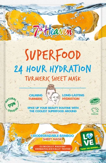 Montagne Jeunesse Maschera in tessuto alla curcuma per idratazione 24 ore Superfood 24 Hour Hydration Turmeric Sheet Mask